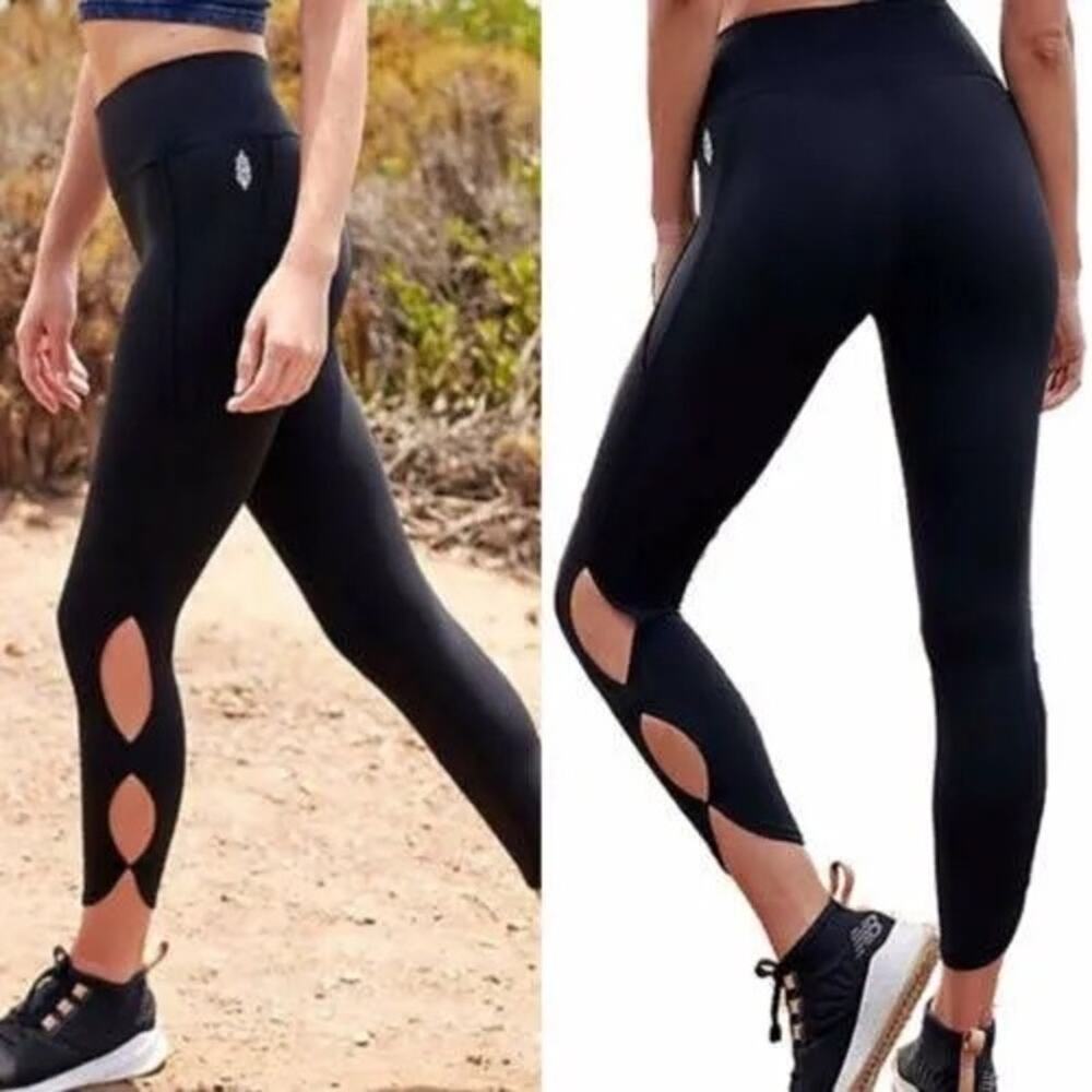 Free People FP  Movement Gidget High Rise Leggings with Cutouts in Black Size M